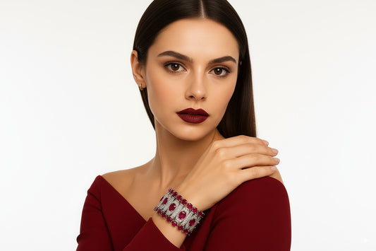 Severinus - White Gold (18K) Bracialet with Natural Diamonds and Rubies