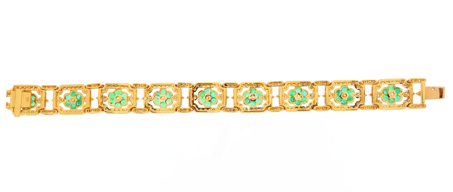12.45 ct 18kt gold 17.5 cm D-E diamonds + natural emeralds